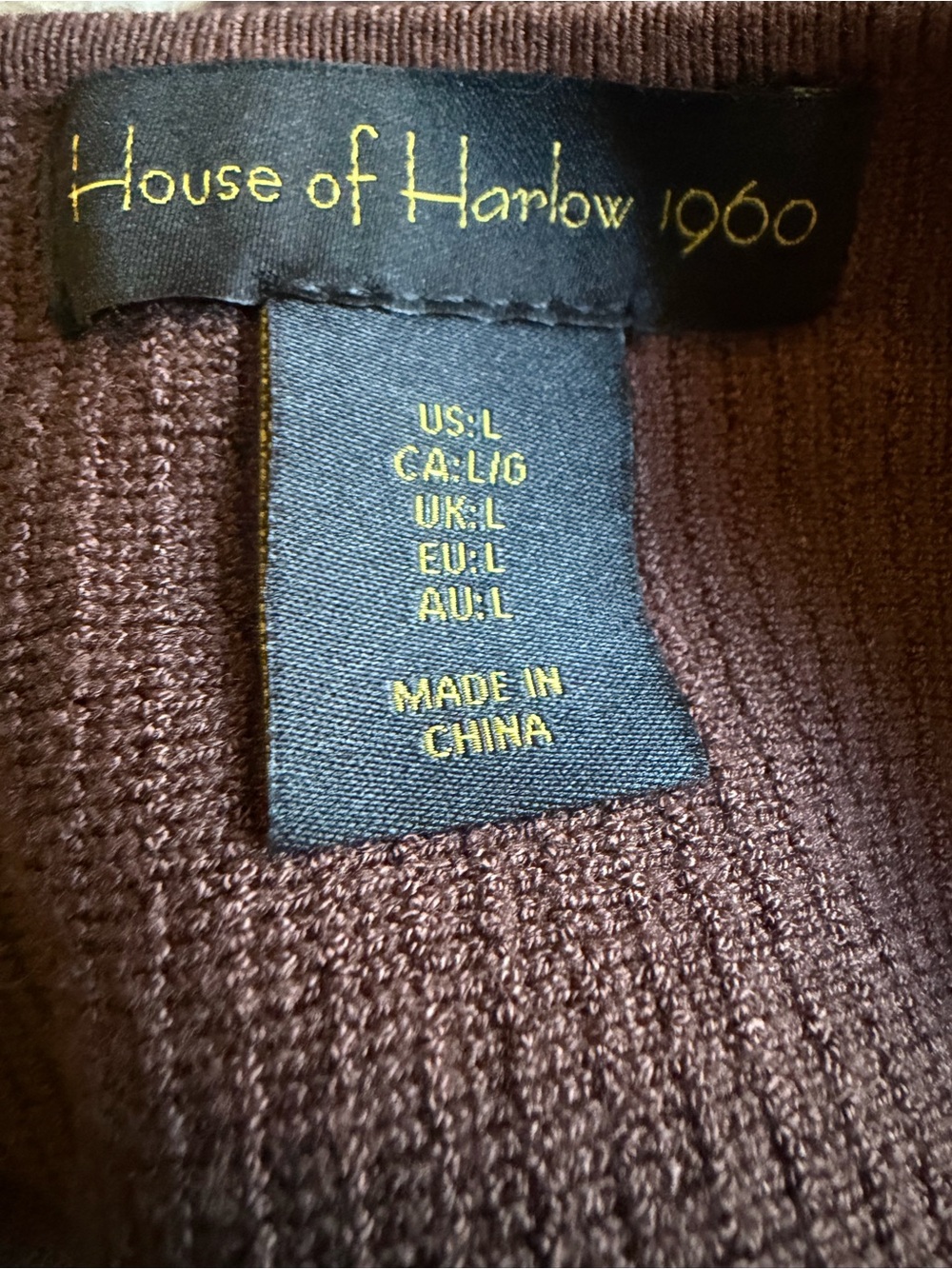 House of Harlow 1960 Brown Rib Knit Open Back Midi Dress L Stretch - Picture 8 of 9